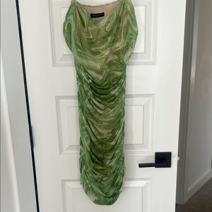 Naked Wardrobe Green Marble Midi Dress
